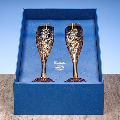 Embossed Crystal Champagne Flutes, 180ml Gift‑Set - FCHF CITY