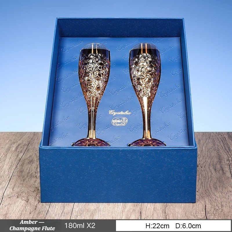 Embossed Crystal Champagne Flutes, 180ml Gift‑Set - FCHF CITY