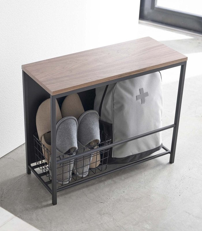 Entryway Storage Organizer + Bench (18&quot; H) - Steel + Wood - FCHF CITY