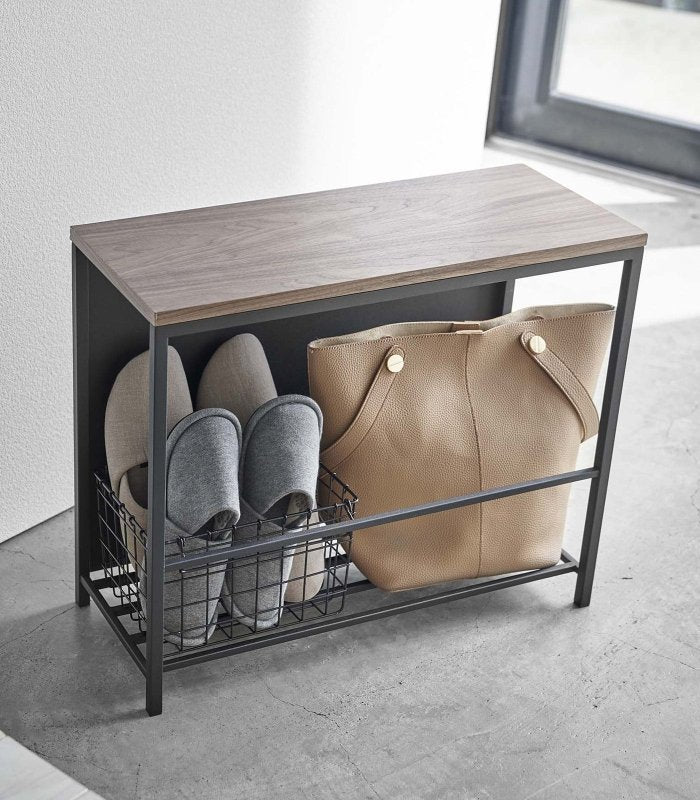Entryway Storage Organizer + Bench (18&quot; H) - Steel + Wood - FCHF CITY