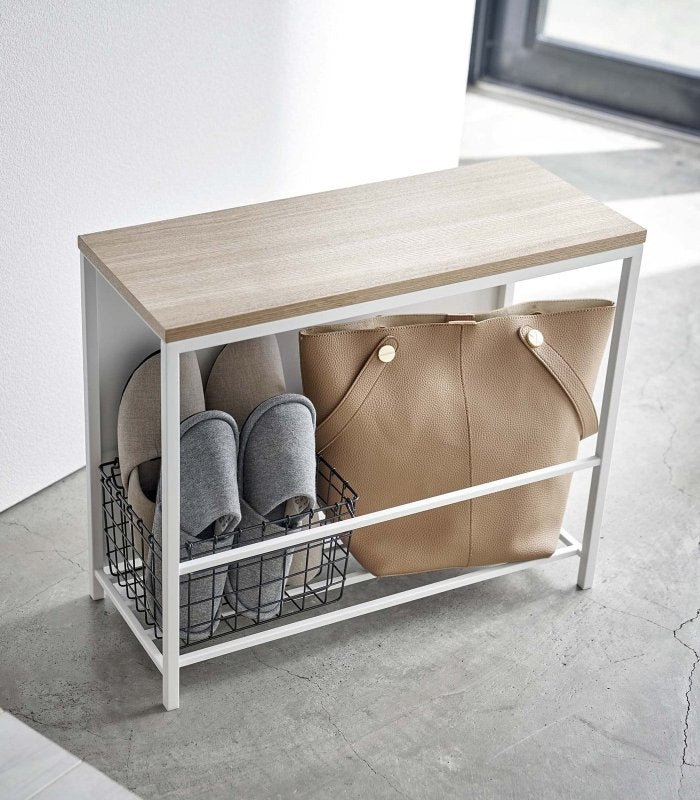 Entryway Storage Organizer + Bench (18&quot; H) - Steel + Wood - FCHF CITY