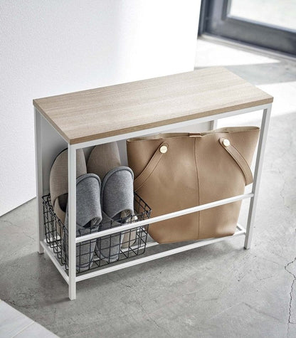 Entryway Storage Organizer + Bench (18&quot; H) - Steel + Wood - FCHF CITY