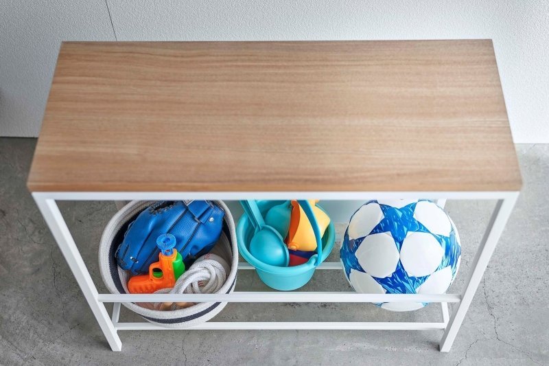 Entryway Storage Organizer + Bench (18&quot; H) - Steel + Wood - FCHF CITY