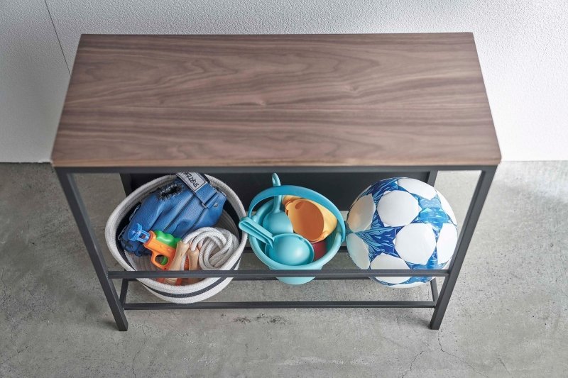 Entryway Storage Organizer + Bench (18&quot; H) - Steel + Wood - FCHF CITY