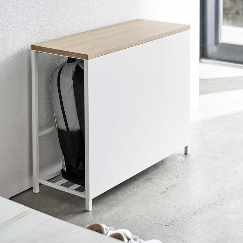 Entryway Storage Organizer + Bench (18&quot; H) - Steel + Wood - FCHF CITY