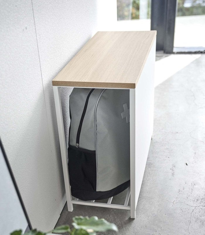 Entryway Storage Organizer + Bench (18&quot; H) - Steel + Wood - FCHF CITY