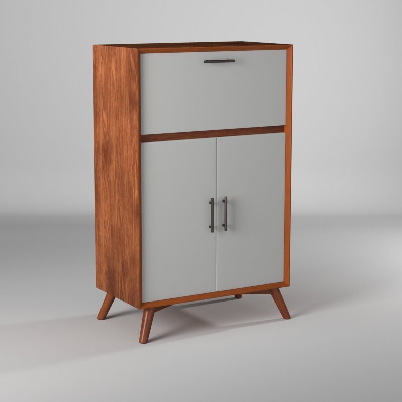 Flynn Large Bar Cabinet, Acorn/White - FCHF CITY