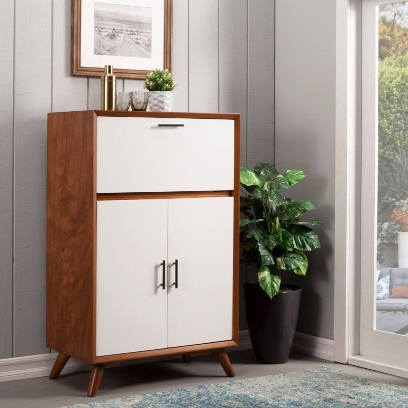 Flynn Large Bar Cabinet, Acorn/White - FCHF CITY