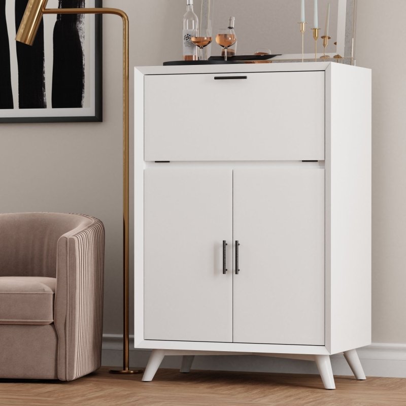 Flynn Large Bar Cabinet, White - FCHF CITY
