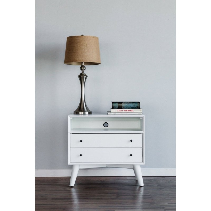 Flynn Large Nightstand, White - FCHF CITY