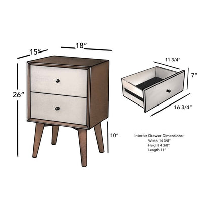 Flynn Nightstand, Acorn/White - FCHF CITY