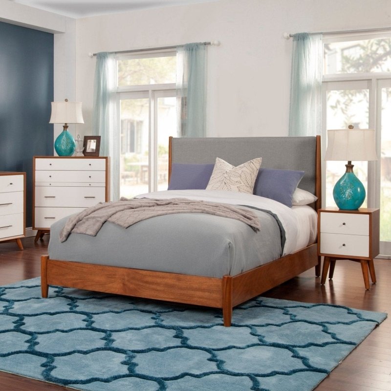 Flynn Panel Bed, Acorn/Grey - FCHF CITY