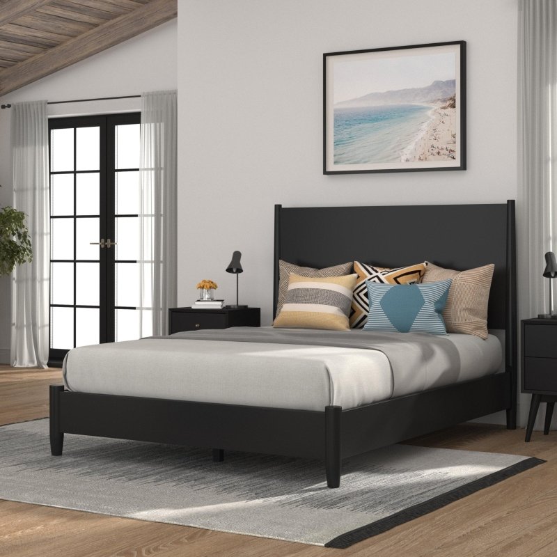 Flynn Panel Bed, Black - FCHF CITY