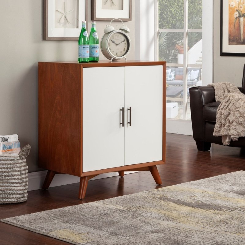 Flynn Small Bar Cabinet, Acorn/White - FCHF CITY