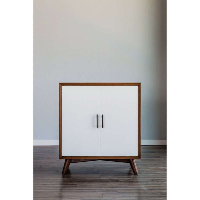 Flynn Small Bar Cabinet, Acorn/White - FCHF CITY