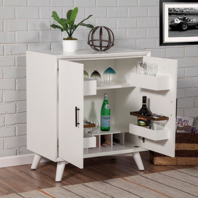 Flynn Small Bar Cabinet, White - FCHF CITY