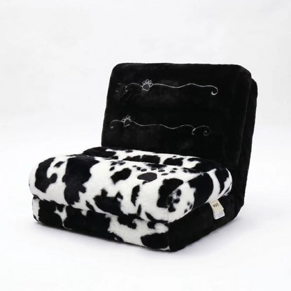 Foldable Floor Sofa Bed, Adjustable Leopard Cow Print Lounge Chair - FCHF CITY