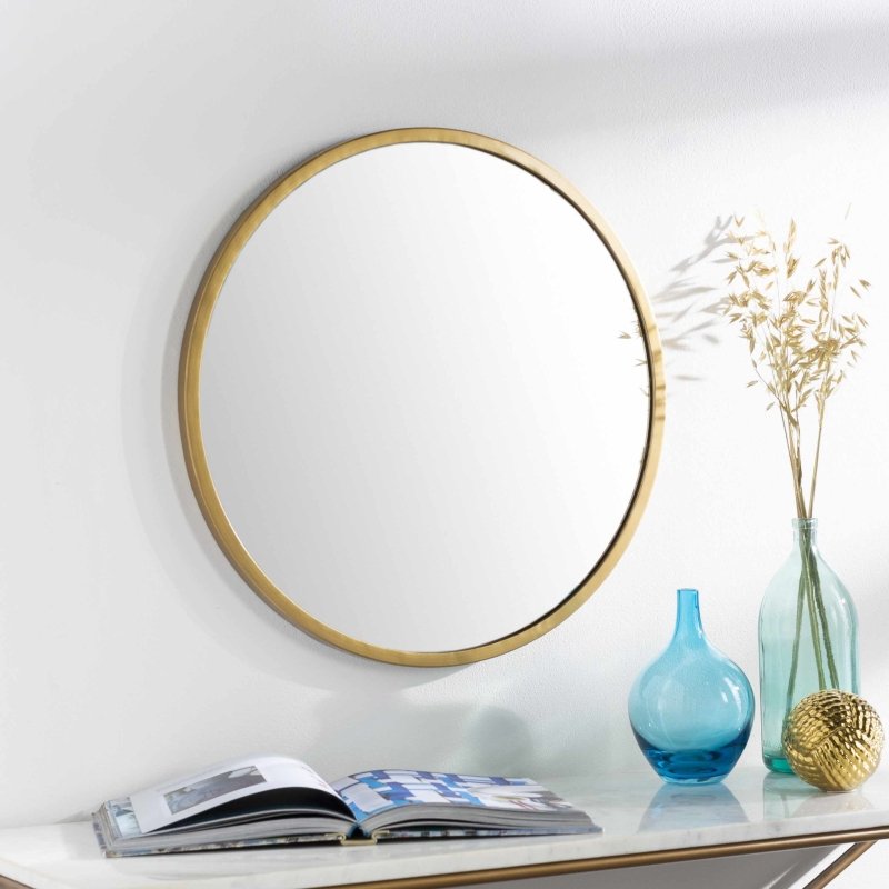 Guinda Round Gold Framed Wall Mirror - FCHF CITY