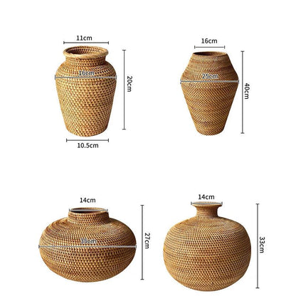 Hand - crafted Rattan Flower Vase - FCHF CITY