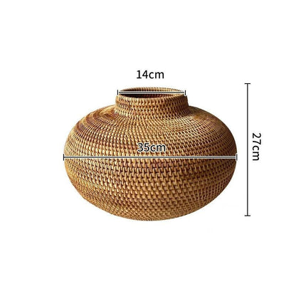 Hand - crafted Rattan Flower Vase - FCHF CITY