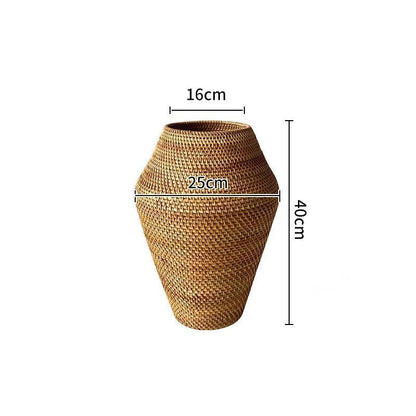 Hand - crafted Rattan Flower Vase - FCHF CITY