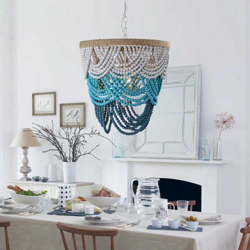 Hatfield 4 - Light Bohemia Style Wood Beaded Chandelier - FCHF CITY