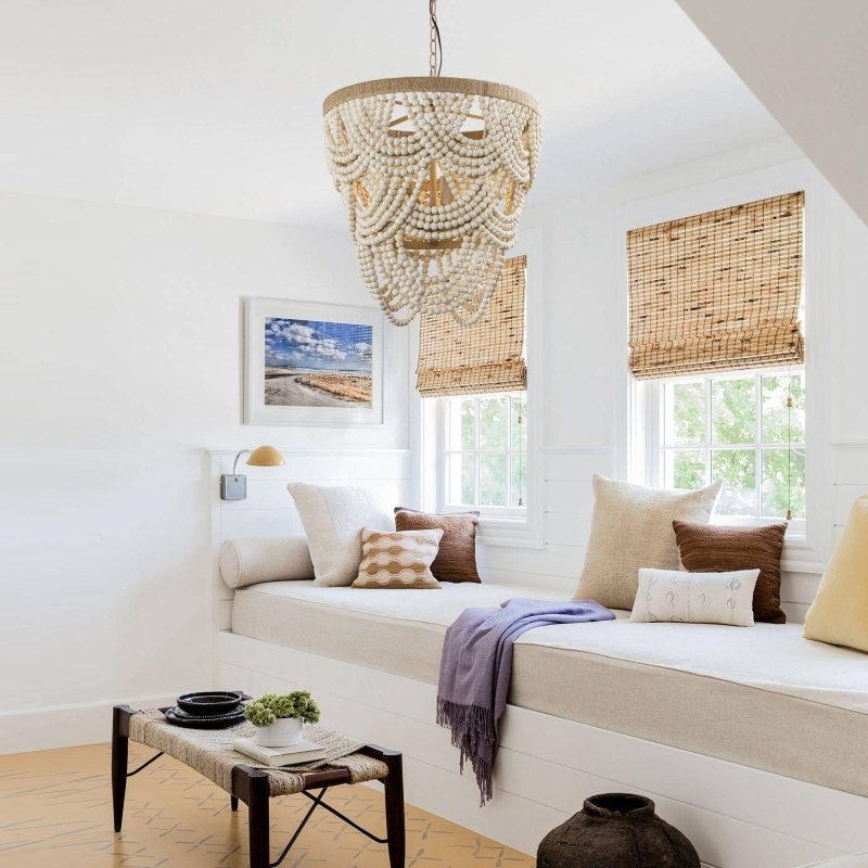 Hatfield 4 - Light Bohemia Style Wood Beaded Chandelier - FCHF CITY