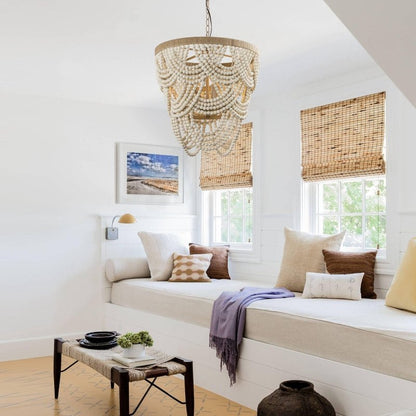 Hatfield 4 - Light Bohemia Style Wood Beaded Chandelier - FCHF CITY