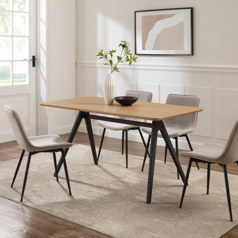 Juno Modern Industrial Veneer and Metal Dining Table - FCHF CITY