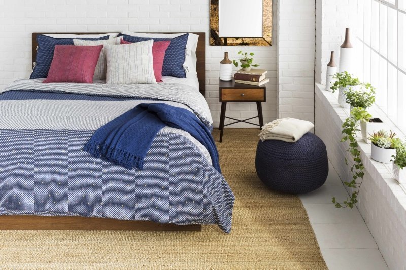 Kaumakani Jute Pouf in Dark Blue - FCHF CITY