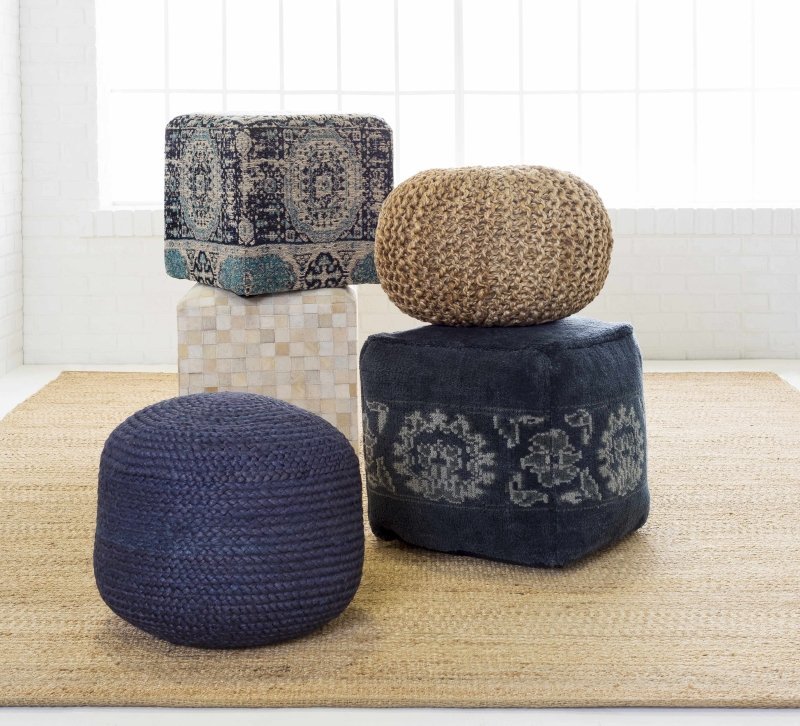 Kaumakani Jute Pouf in Dark Blue - FCHF CITY