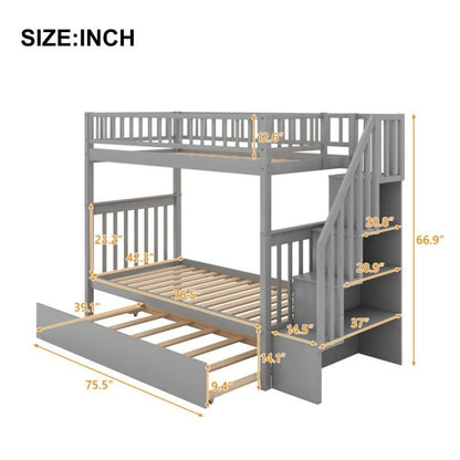 Kelly Bunk Bed with Trundle - FCHF CITY