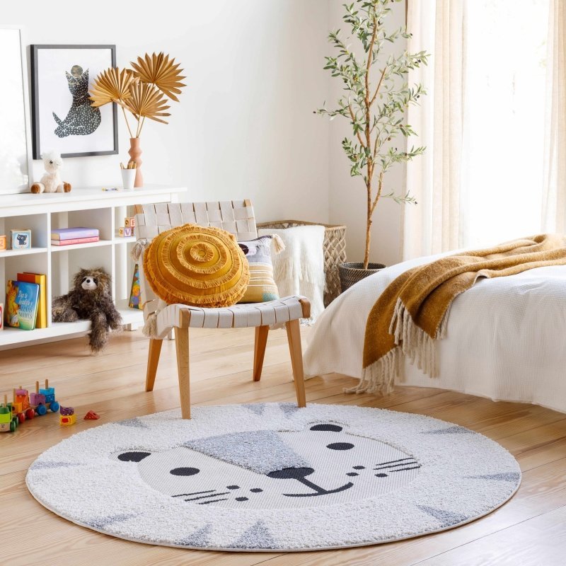 Kids Lion Animal Print Nursery Area Rug - FCHF CITY