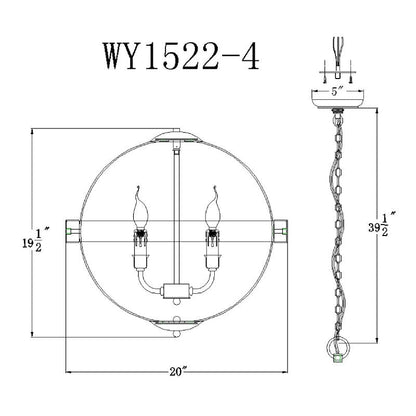 Landwehr 4 - Light Candle Style Globe Chandelier with Wood Accents - FCHF CITY