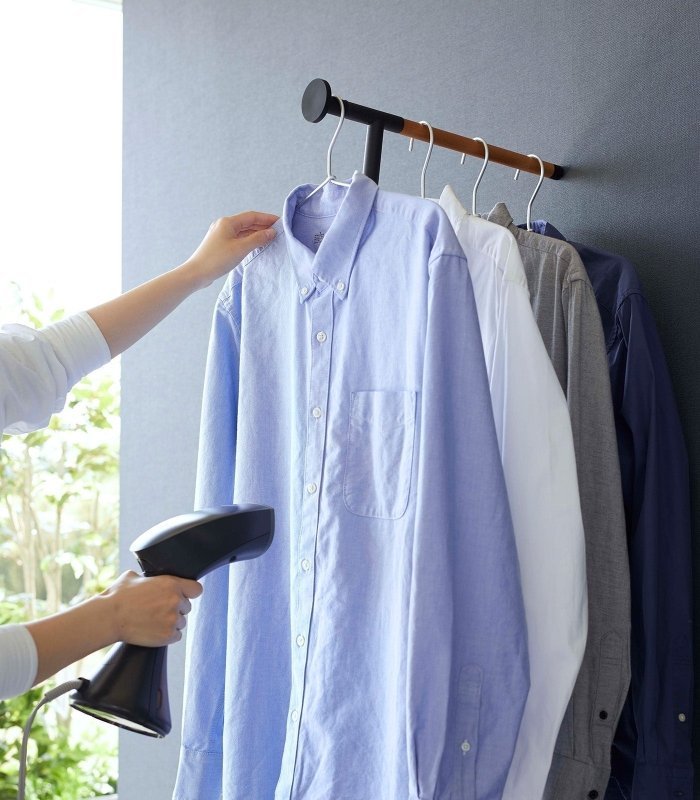 Leaning Clothes Hanger (64&quot; H) - Steel + Wood - FCHF CITY