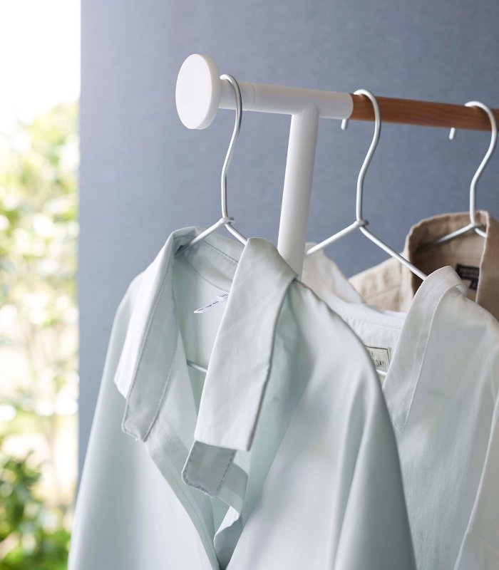 Leaning Clothes Hanger (64&quot; H) - Steel + Wood - FCHF CITY