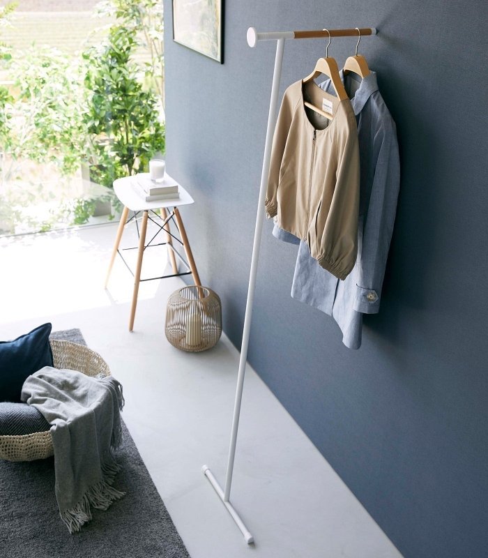 Leaning Clothes Hanger (64&quot; H) - Steel + Wood - FCHF CITY