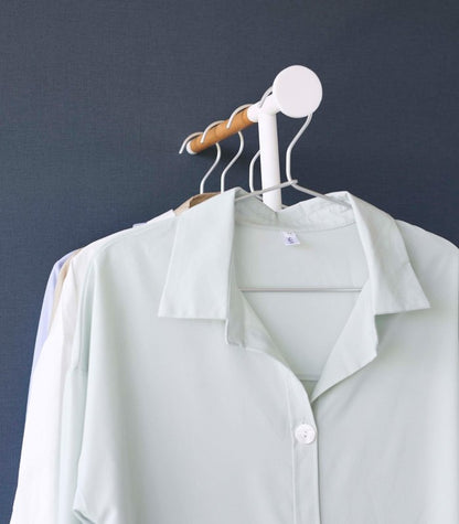 Leaning Clothes Hanger (64&quot; H) - Steel + Wood - FCHF CITY
