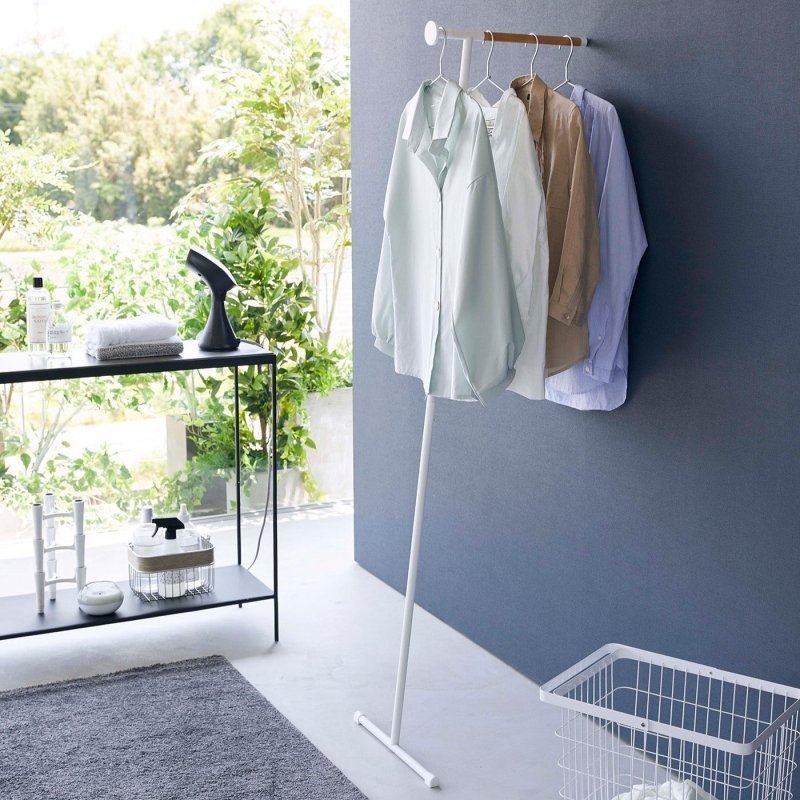 Leaning Clothes Hanger (64&quot; H) - Steel + Wood - FCHF CITY