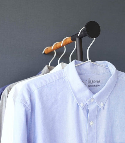 Leaning Clothes Hanger (64&quot; H) - Steel + Wood - FCHF CITY