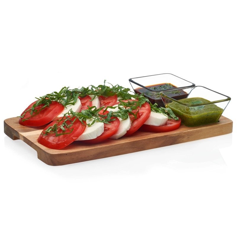 Libbey Acaciawood 2 - Piece Glass Dipping Bowl Set with Wood Serving Board - FCHF CITY