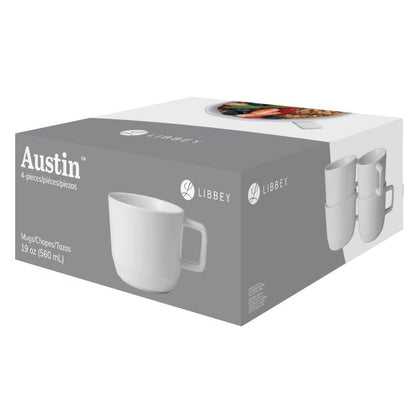 Libbey Austin 17.5 - ounce Large Porcelain Coffee Mug, Set of 4 - FCHF CITY