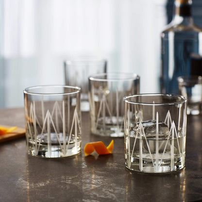 Libbey Cut Cocktails Structure Rocks Glasses, 11 - ounce, Set of 4 - FCHF CITY