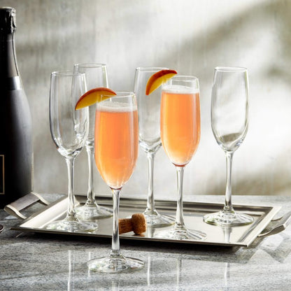 Libbey Entertaining Essentials Flute Glasses, 8 - ounce, Set of 6 - FCHF CITY