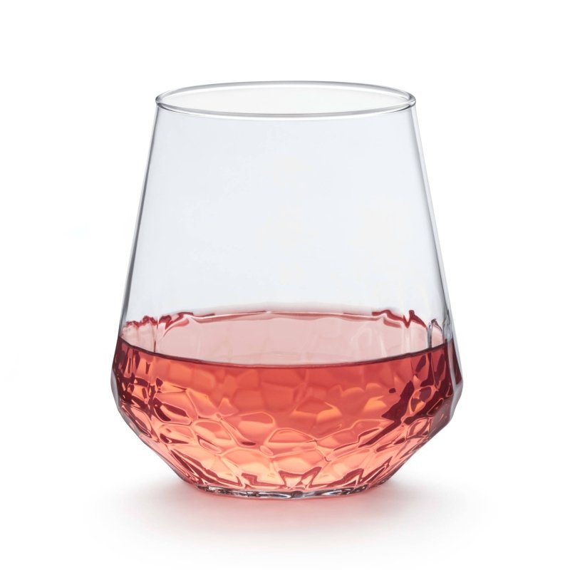 Libbey Hammered Base All - Purpose Stemless Wine Glass, 17.75 - ounce, Set of 8 - FCHF CITY