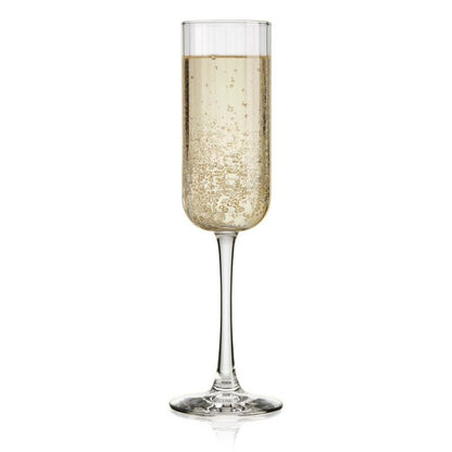 Libbey Paneled Champagne Flute Glasses, 7.5 - ounce, Set of 4 - FCHF CITY