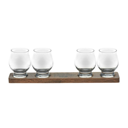 Libbey Signature Kentucky Bourbon Trail Whiskey Tasting Set, 4 Whiskey Glasses with Wood Paddle - FCHF CITY