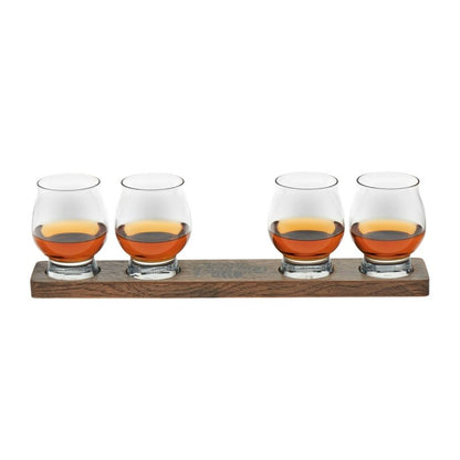 Libbey Signature Kentucky Bourbon Trail Whiskey Tasting Set, 4 Whiskey Glasses with Wood Paddle - FCHF CITY