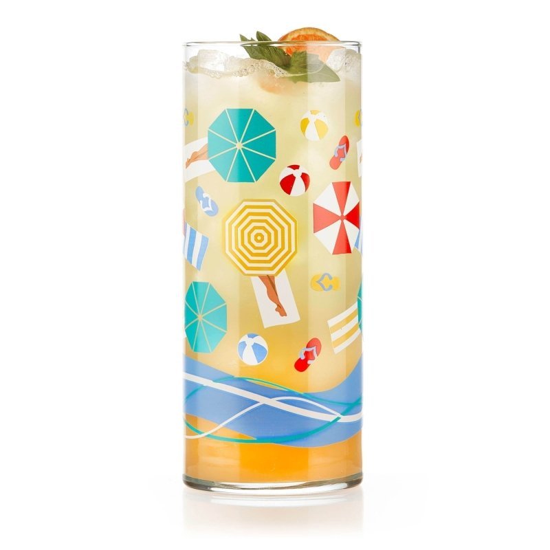 Libbey Vintage Beach Scene Cooler Glasses, 16 - ounce, Set of 4 - FCHF CITY