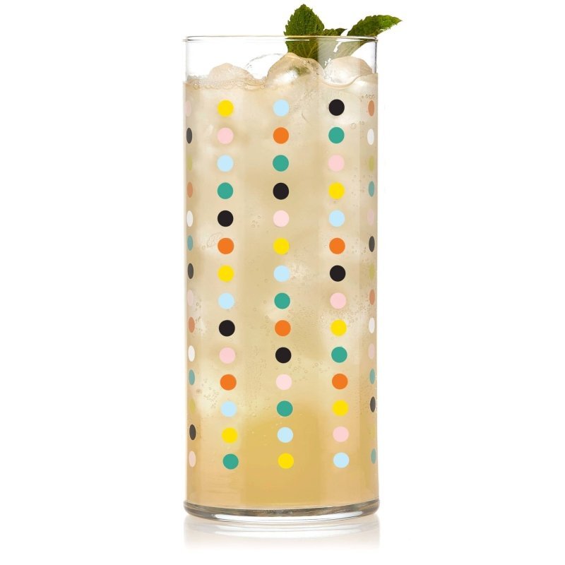 Libbey Vintage Flower Power Party Dots Cooler Glasses, 16 - ounce, Set of 4 - FCHF CITY